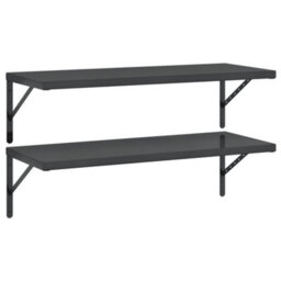Berkfield Wall Shelves 2 Pcs 100X40 Cm Black Stainless Steel - thumbnail 2