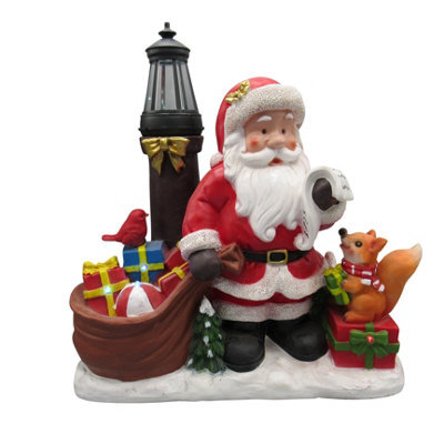 SecureFix Direct Light Up Santa Lantern Christmas Figurine (Xmas List Led Ornament Decoration)