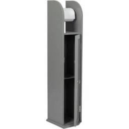 Toilet Paper Roll Holder Bathroom Storage Cabinet Wooden Free Standing Tall Grey - thumbnail 5