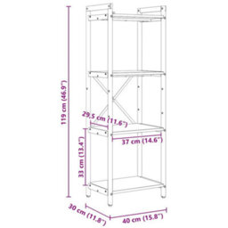 Berkfield Bookcase Smoked Oak 40 X 30 X 118 Cm Engineered Wood - thumbnail 9