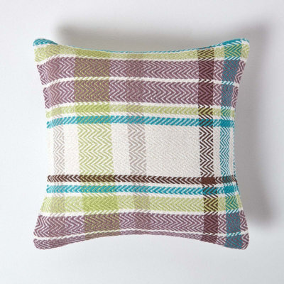 Homescapes Green Tartan 100% Cotton Falun Cushion Cover, 45 X 45 Cm - image 1