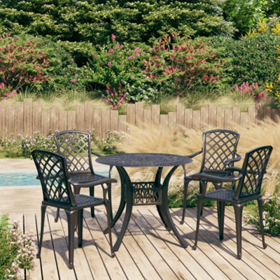 Berkfield 5 Piece Bistro Set Cast Aluminium Black - image 1
