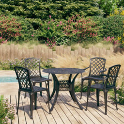 Berkfield 5 Piece Bistro Set Cast Aluminium Black - thumbnail 1