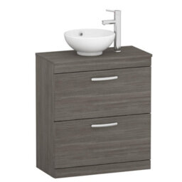 Royal Bathrooms 800mm Grey Elm 2 Drawer Free Standing Bathroom Vanity Unit With Sink & Breeze Countertop Basin - thumbnail 4