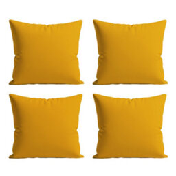 Waterproof Outdoor Garden Cushion Covers Patio Cushion Cover Cases Square Pack Of 4 Yellow 60Cm X 60Cm