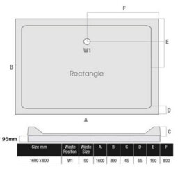 Podium Affine 1600 X 800mm Shower Tray Rectangular Easy Plumb Premium Anti-Slip Free Waste - thumbnail 3
