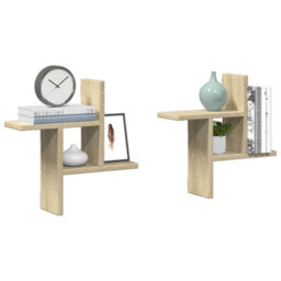Walplus Wall Shelves 2 Pcs Sonoma Oak 38X12X38 Cm Engineered Wood - thumbnail 1
