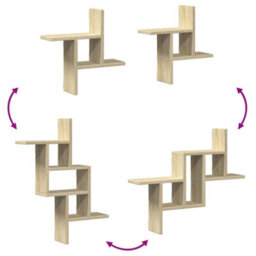 Walplus Wall Shelves 2 Pcs Sonoma Oak 38X12X38 Cm Engineered Wood - thumbnail 7