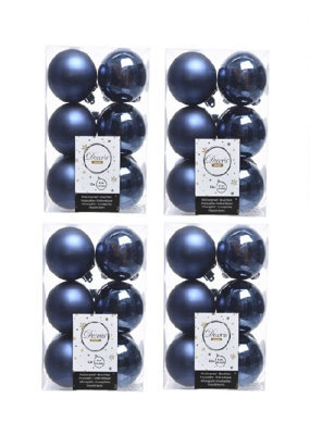 Decoris 4 X 12 Midnight Blue Christmas Baubles Shatterproof Luxury Tree Decorations 6Cm Blue - image 1
