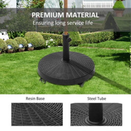 Outsunny Resin Patio Umbrella Base Parasol Stand Weight Deck W/ Wheels - thumbnail 7