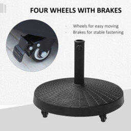 Outsunny Resin Patio Umbrella Base Parasol Stand Weight Deck W/ Wheels - thumbnail 6
