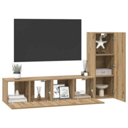 Berkfield Modern Tv Cabinet Set Wall-Mounted 3 Pcs Artisan Oak 160 X 30 X 30 Cm - thumbnail 3