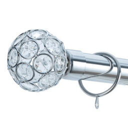 A.unique Home Beaded Gem Metal Extendable Curtain Pole With Rings And Fittings (25/28mm) - Nickel, 180Cm - 340Cm Approx - thumbnail 3