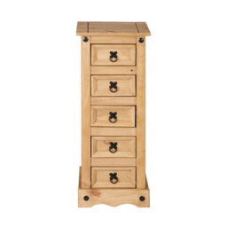 Mews Corona Narrow 5 Drawer Chest Of Drawers Tallboy Mexican Solid Pine - thumbnail 4