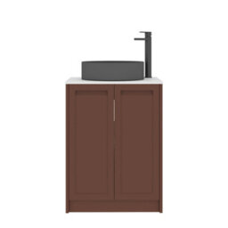 Royal Bathrooms Royal Bathroom Elmore 600mm Terracotta Clay Freestanding Bathroom Vanity Unit 2 Door Plain White Worktop With Art Round Basin - thumbnail 7