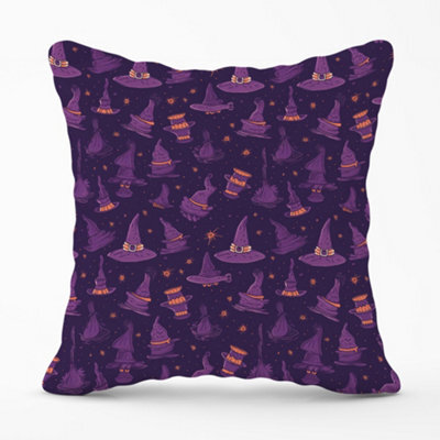 Warren Reed Designer Witch Hats And Broomsticks Cushions 60Cm X 60Cm - image 1
