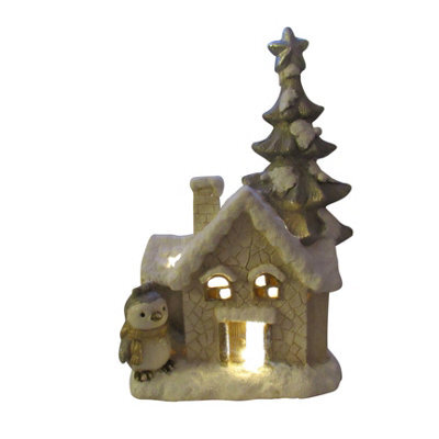 SecureFix Direct Light Up Christmas House Ornament (Xmas Snowy Winter Penguin Figurine) - image 1