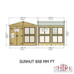 Shire Sun Hut Potting Shed With Opening Windows And Interchangable Panels 8Gx8 - thumbnail 7