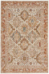 Ivory Multi Traditional Rug, 5mm Thick Anti-Shed Bordered Rug, Geometric Abstract Persian Rug For Bedroom-160Cm X 234Cm