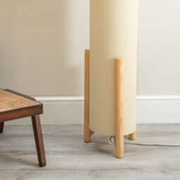Valuelights Henry Wooden Oak Effect Midi Floor Lamp With Natural Cylinder Shade - thumbnail 3