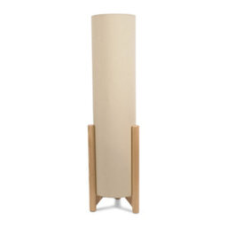 Valuelights Henry Wooden Oak Effect Midi Floor Lamp With Natural Cylinder Shade - thumbnail 2