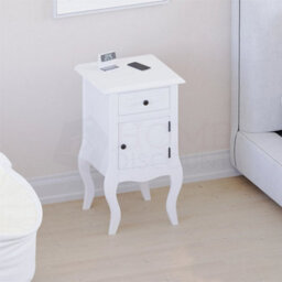 White Bedside Table Cabinet Nightstand Unit 1 Drawer 1 Door - thumbnail 3