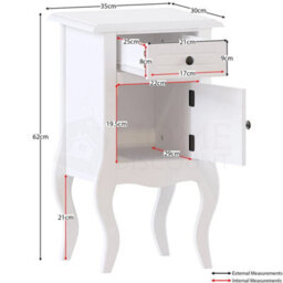 White Bedside Table Cabinet Nightstand Unit 1 Drawer 1 Door - thumbnail 2