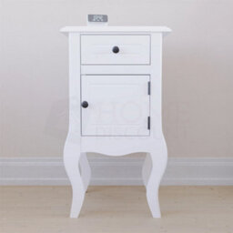 White Bedside Table Cabinet Nightstand Unit 1 Drawer 1 Door - thumbnail 5
