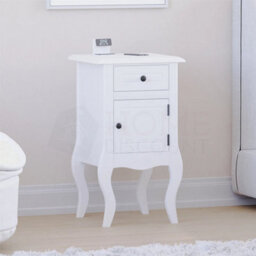 White Bedside Table Cabinet Nightstand Unit 1 Drawer 1 Door - thumbnail 1