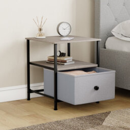 Lassic Vida Designs Chorley 1 Drawer Fabric Ukfr Drawer Chest, Beige & Grey Wood - thumbnail 5