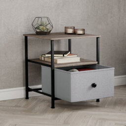 Lassic Vida Designs Chorley 1 Drawer Fabric Ukfr Drawer Chest, Beige & Grey Wood - thumbnail 2