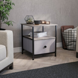 Lassic Vida Designs Chorley 1 Drawer Fabric Ukfr Drawer Chest, Beige & Grey Wood - thumbnail 1