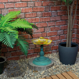 Flower Design Mini Bird Bath Or Seed Feeder - Weather Resistant Metal Outdoor Garden Pedestal Water Bowl - H26.5 X 24.5Cm Dia - thumbnail 4
