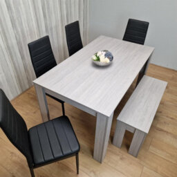 Kosy Koala Modern Grey Rectangle Dining Table Set With 4 Black Metal Chairs And 1 Bench Dining Room Furniture - thumbnail 4