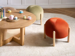 Beliani Traditional Footstool Helen Velvet Orange - thumbnail 2