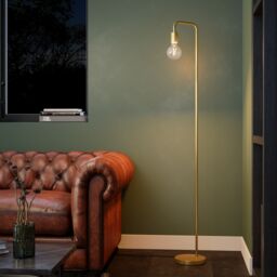 GoodHome Ghlin Satin Antique Brass Effect Floor Lamp - thumbnail 6