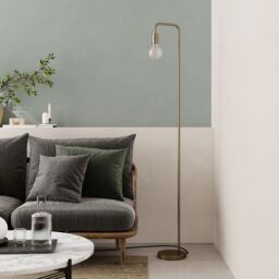 GoodHome Ghlin Satin Antique Brass Effect Floor Lamp - thumbnail 2