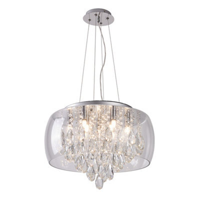 Harper Living 9-Light Crystal Chandelier, Dimmable Semi Flush Ceiling Light With Clear Crystals, G9 Base (No Bulbs) - image 1