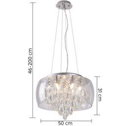 Harper Living 9-Light Crystal Chandelier, Dimmable Semi Flush Ceiling Light With Clear Crystals, G9 Base (No Bulbs) - thumbnail 6