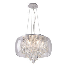 Harper Living 9-Light Crystal Chandelier, Dimmable Semi Flush Ceiling Light With Clear Crystals, G9 Base (No Bulbs) - thumbnail 1