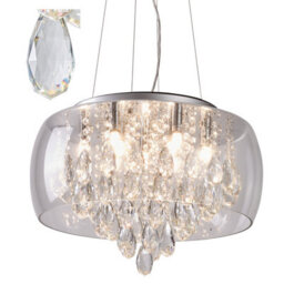 Harper Living 9-Light Crystal Chandelier, Dimmable Semi Flush Ceiling Light With Clear Crystals, G9 Base (No Bulbs) - thumbnail 3