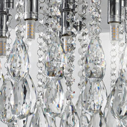Harper Living 9-Light Crystal Chandelier, Dimmable Semi Flush Ceiling Light With Clear Crystals, G9 Base (No Bulbs) - thumbnail 5
