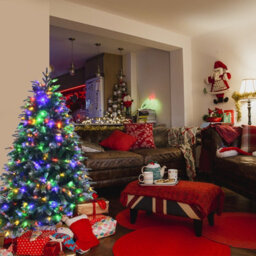 Costway 5Ft Pre-Lit Artificial Christmas Tree Snowy Xmas Tree 250 Led 11 Lighting Modes - thumbnail 8