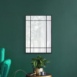 "MirrorOutlet The Fenestra - Black Modern Contemporary Wall Mirror 39"" X 27"" (100Cm X 70Cm)" - thumbnail 1
