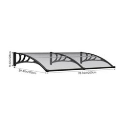 200Cm Door Canopy Awning Outdoor Window Rain Shelter  Wide Alu Frame - thumbnail 1