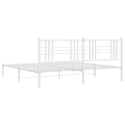 Berkfield Metal Bed Frame Without Mattress With Headboard White 193X203Cm - thumbnail 6