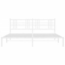 Berkfield Metal Bed Frame Without Mattress With Headboard White 193X203Cm - thumbnail 4