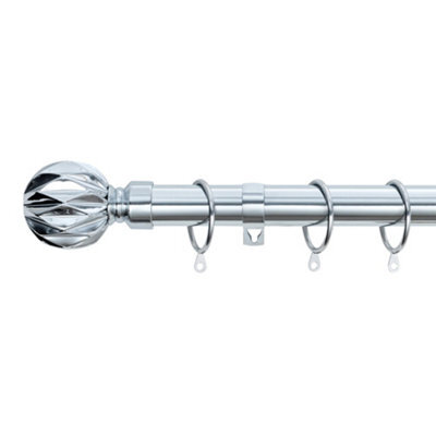 A.unique Home Geo Ball Metal Extendable Curtain Pole With Rings And Fittings (25/28mm) - Nickel, 180Cm - 340Cm Approx - image 1