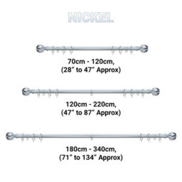 A.unique Home Geo Ball Metal Extendable Curtain Pole With Rings And Fittings (25/28mm) - Nickel, 180Cm - 340Cm Approx - thumbnail 6