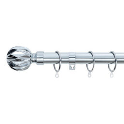 A.unique Home Geo Ball Metal Extendable Curtain Pole With Rings And Fittings (25/28mm) - Nickel, 180Cm - 340Cm Approx - thumbnail 1